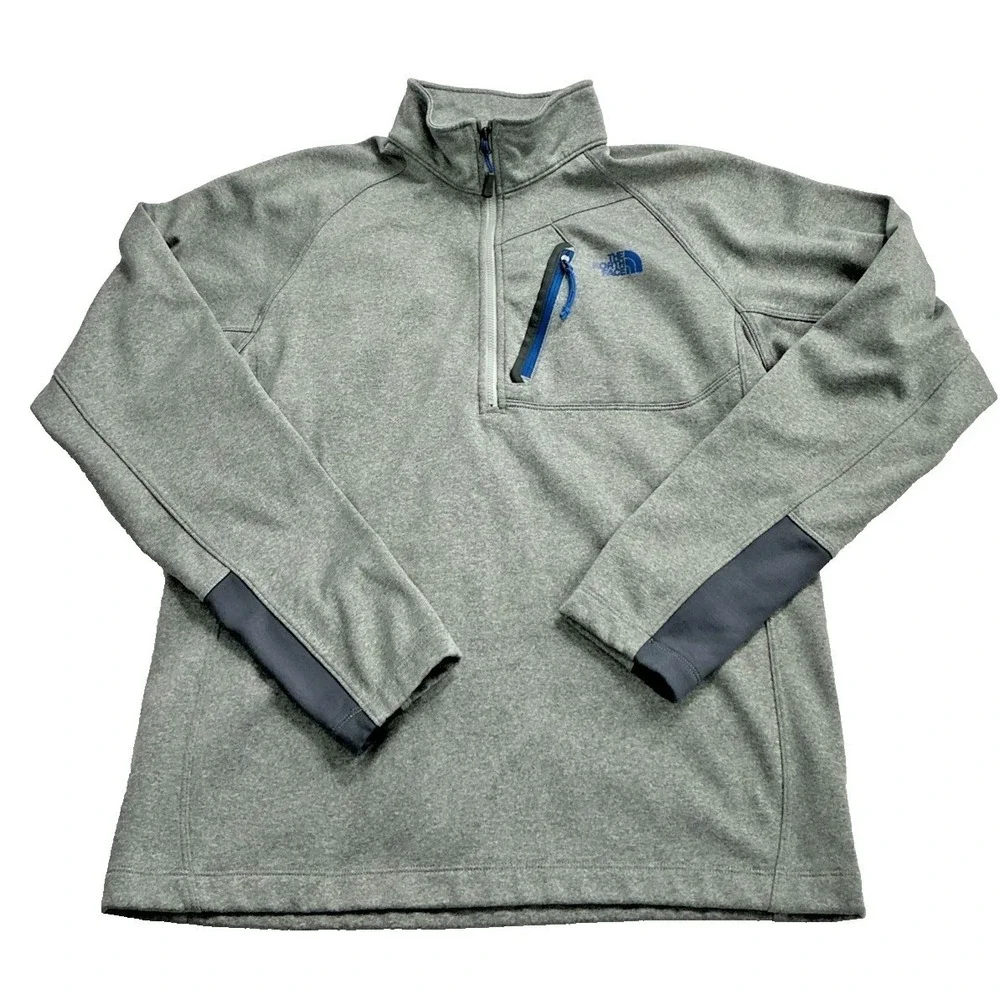 The North Face Canyonlands 1/2 Zip Pullover Fleece Jacket Mens Medium Gray Blue